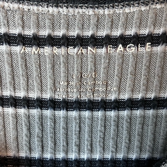 American Eagle Black & Gray Stripped Tank Top Women’s Size L Butter Soft - Picture 3 of 4